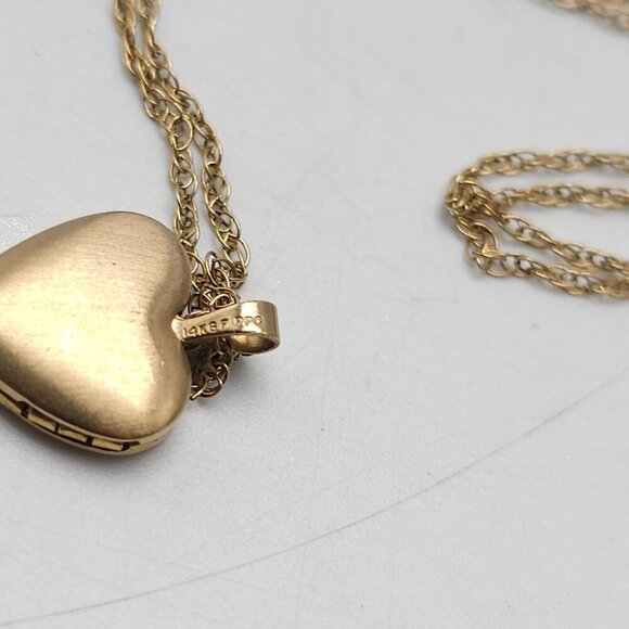 14kt Gold Filled Engraved Heart Locket Necklace Signed PPO - Picture 7 of 9